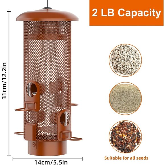 Metal Weight Activated Squirrel Proof Bird Feeder for Finch, Cardinal - Picture 2 of 8